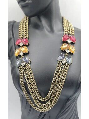 Chloe + Isabel Color Code Plum Three-Row Necklace Model N276 Antique Gold Tone